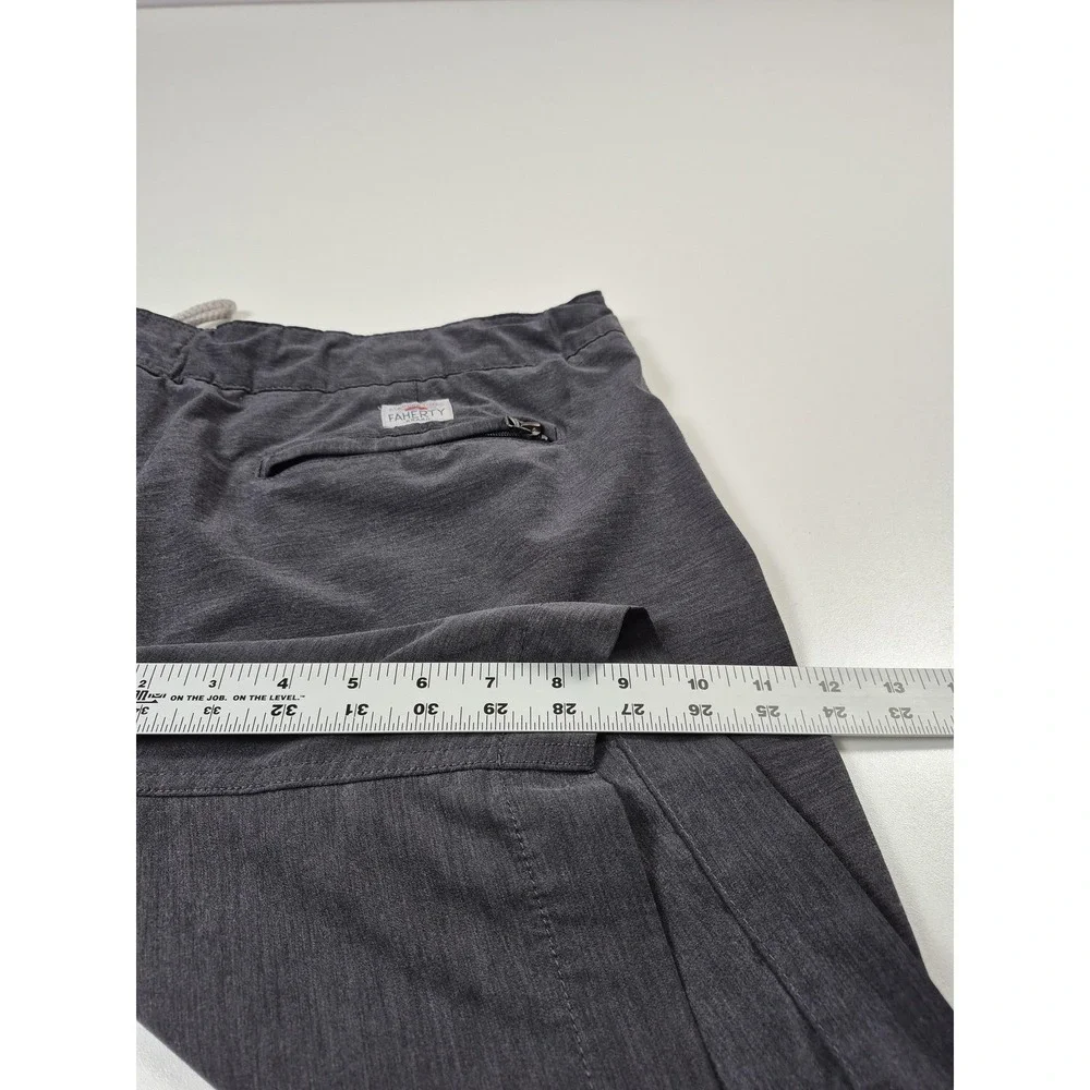Faherty All Day Shorts Mens 38 Gray Chino Performance Drawstring Stretch Casual